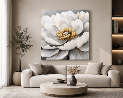 Magnolia Gold & White Flow Textured Wall Art