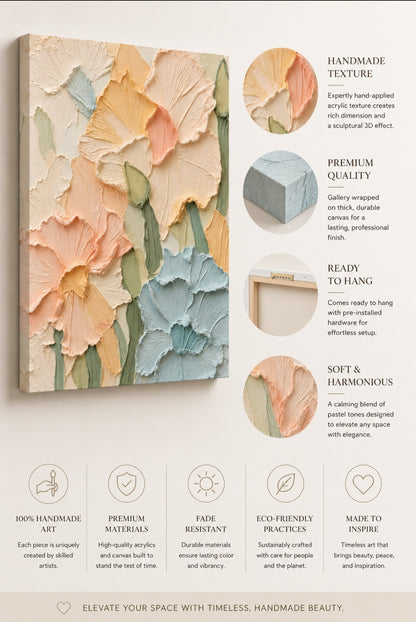 Pastel Bloom Relief Textured Wall Art