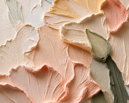 Pastel Bloom Relief Textured Wall Art