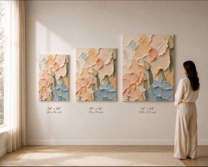 Pastel Bloom Relief Textured Wall Art