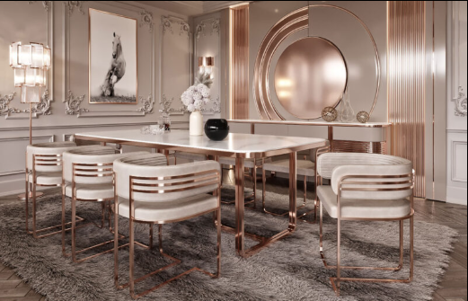 Rose Gold Luxurious Dining Table
