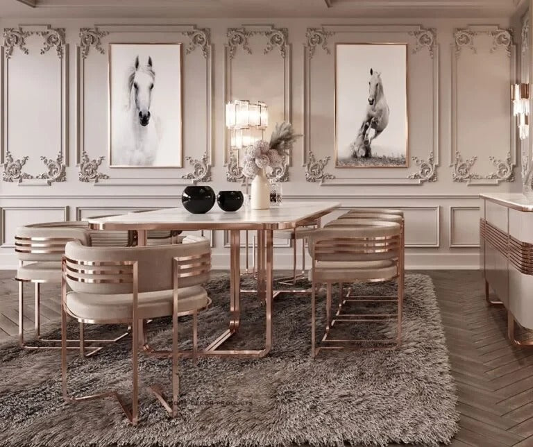 Rose Gold Luxurious Dining Table – side view