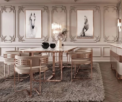 Rose Gold Luxurious Dining Table – side view