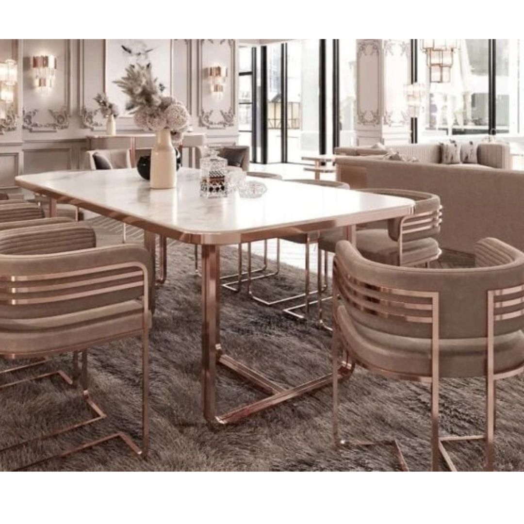 Rose Gold Luxurious Dining Table – another angle