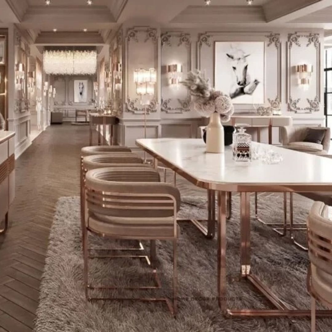 Rose Gold Luxurious Dining Table – detail view