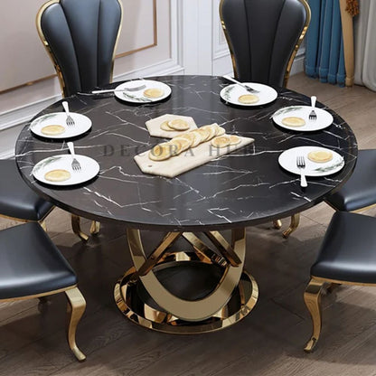 Round Marble Top With Unique Design Base Dining Table – another angle