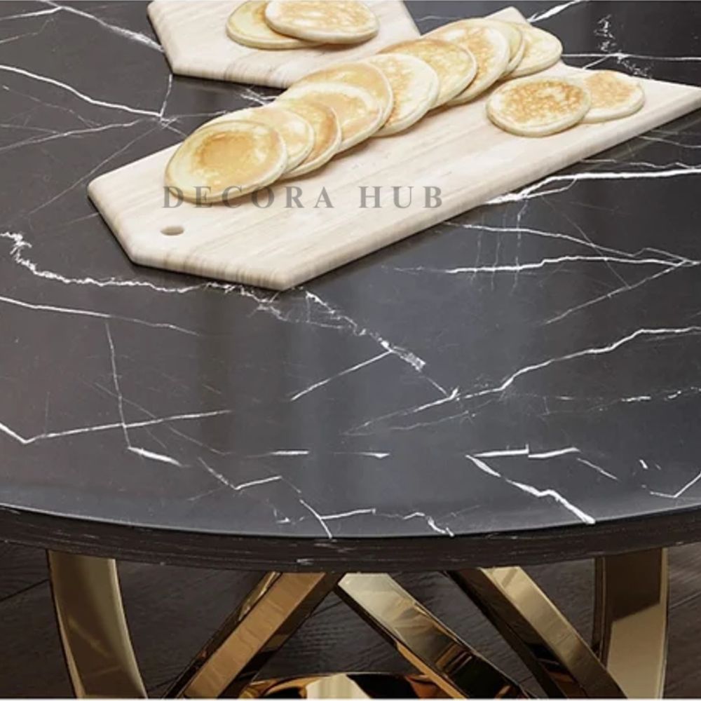 Round Marble Top With Unique Design Base Dining Table – detail view