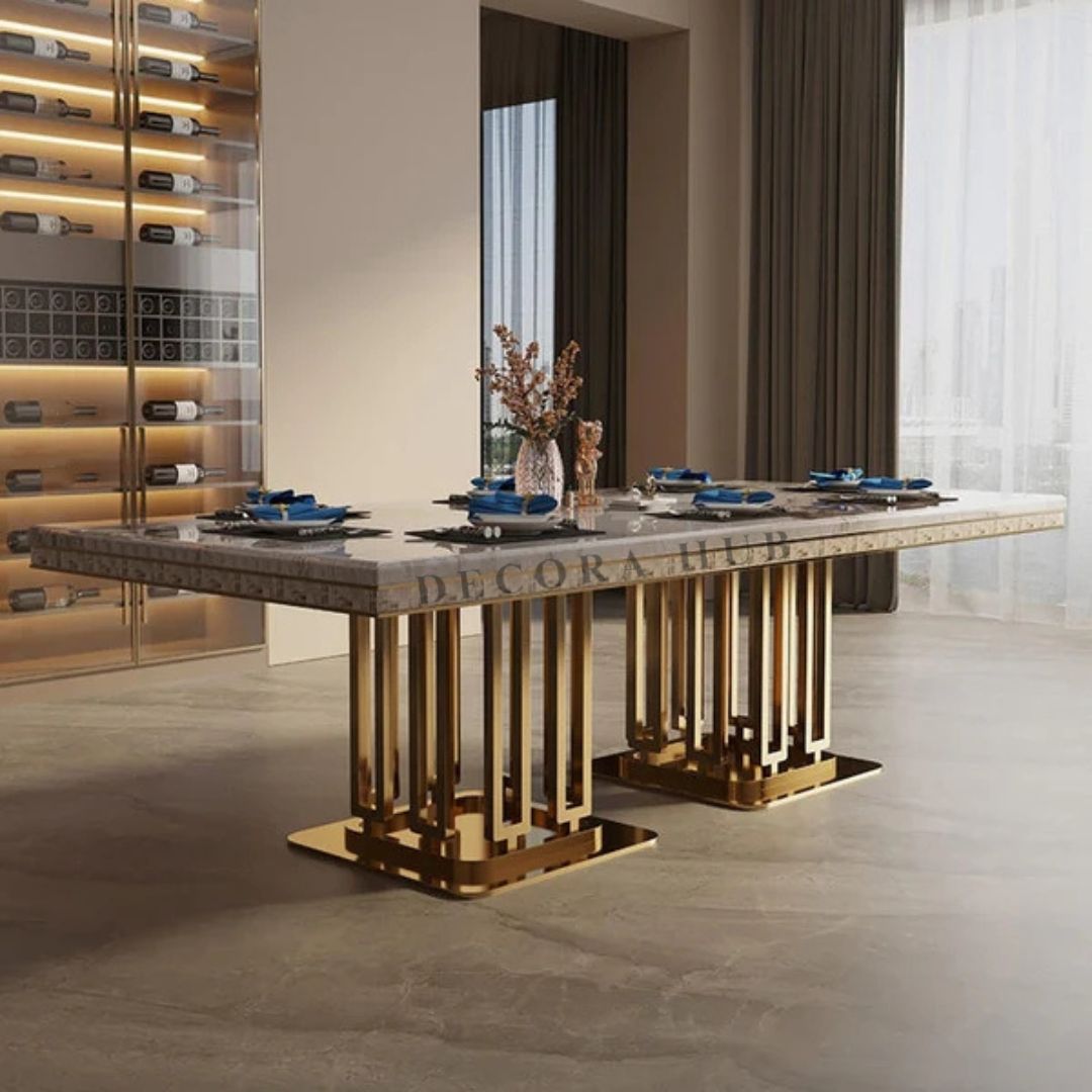Rowan Luxurious Marble Dining Table – side view