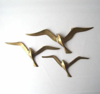 Golden Swallow Birds Wall Art Set of 3 Birds