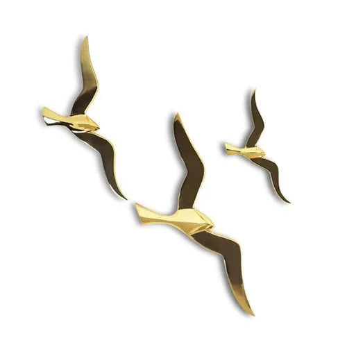 Golden Swallow Birds Wall Art Set of 3 Birds