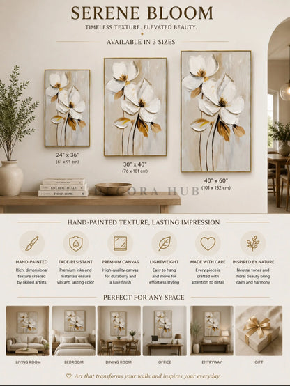 Serra Bloom Textured Wall Art - Textured Wall Art