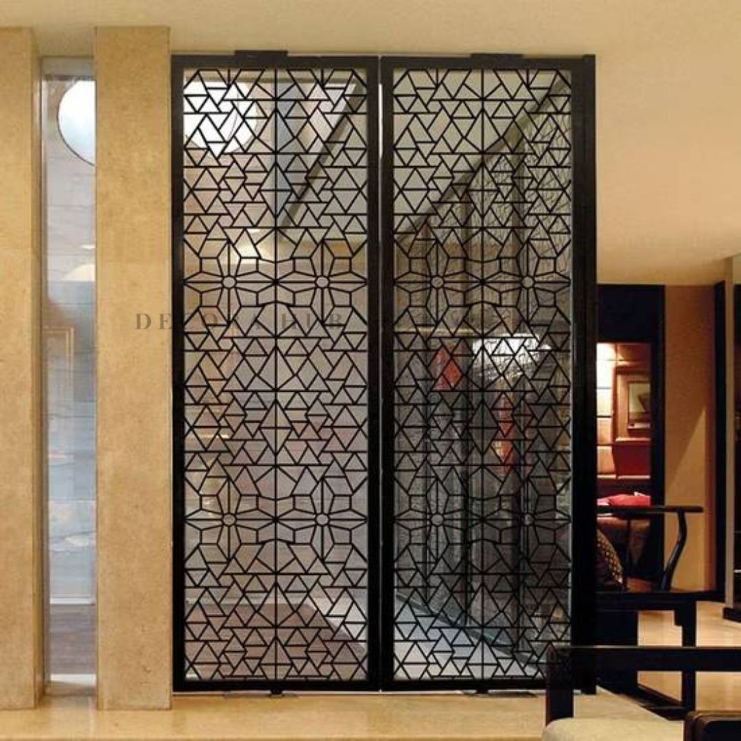 Sleek Black PVD Partition for Home – black metal partition stainless steel DecoraHub India
