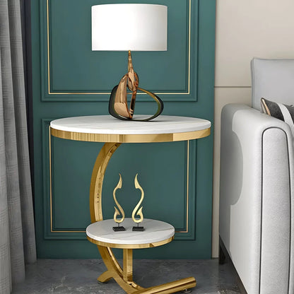 Latest Side Table With White Marble And Golden Frame