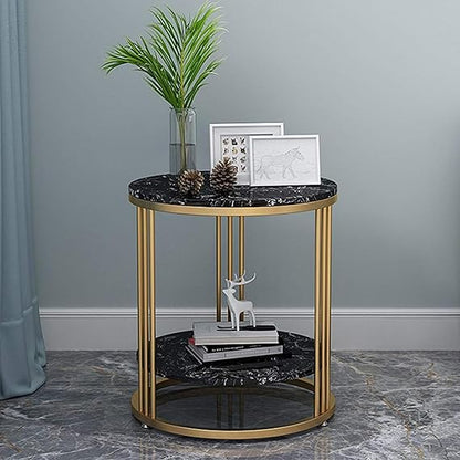 Black Marble With Golden Frame Side Table