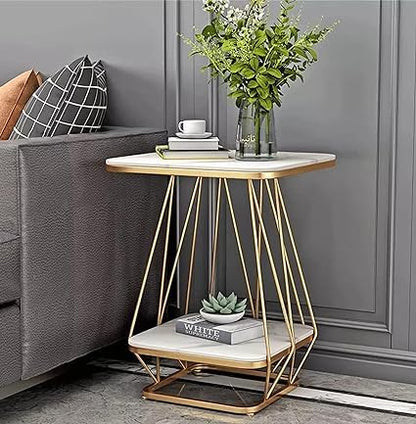 White And Golden Side Table