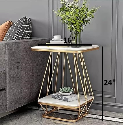 White And Golden Side Table