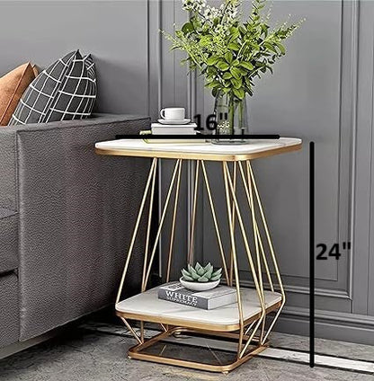 White And Golden Side Table