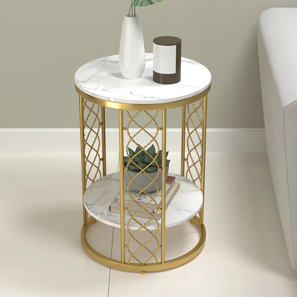 Luxurious Golden&White Combination Side Table