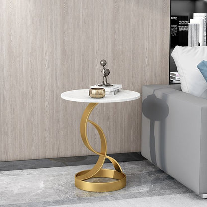 Olumpus S-Shaped Marble Top Metal Side Table