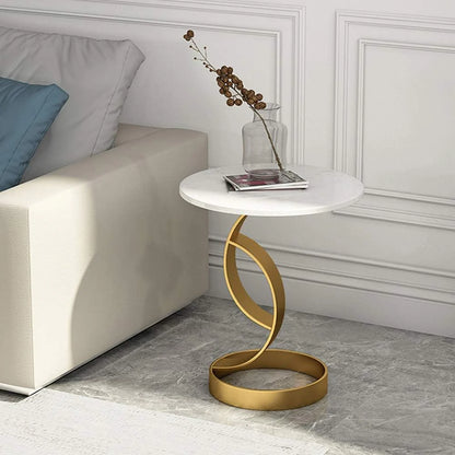 Olumpus S-Shaped Marble Top Metal Side Table