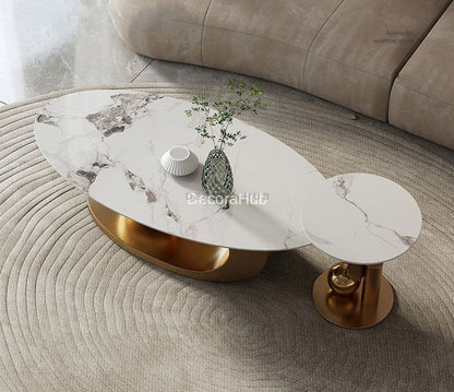 DecoraHub Gold Luxurious Marble Coffee Table