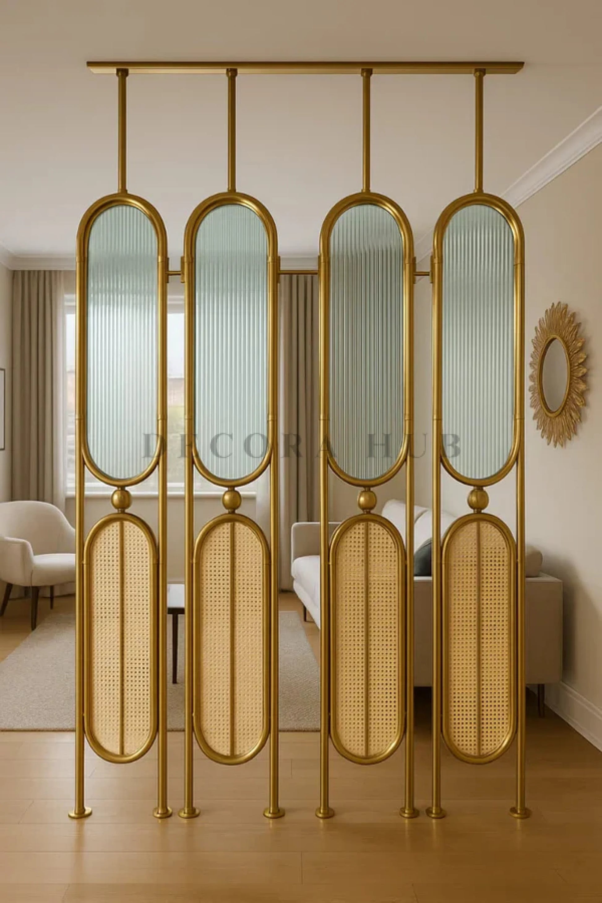 Stainless steel & Glass Cane PVD Partition