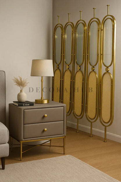 Stainless steel & Glass Cane PVD Partition