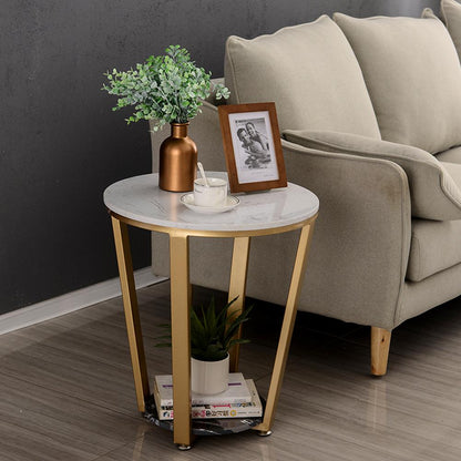 Luxurious Golden Tapered Side Tables