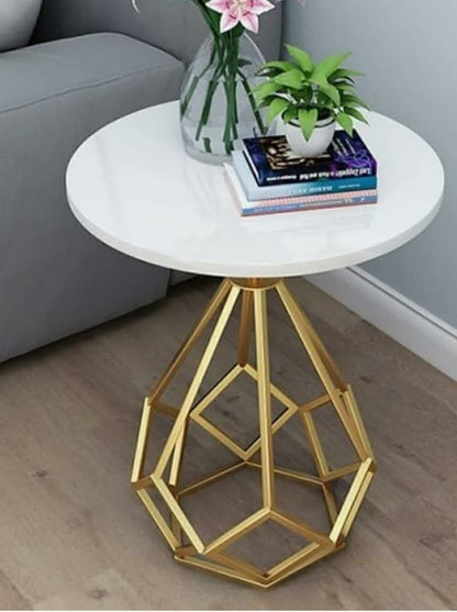 Amazing White & Golden Combination Side Table