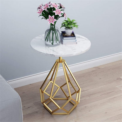 Amazing White & Golden Combination Side Table