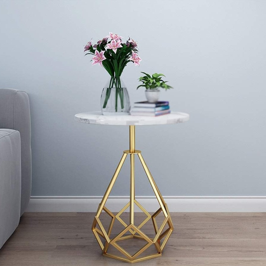 Amazing White & Golden Combination Side Table