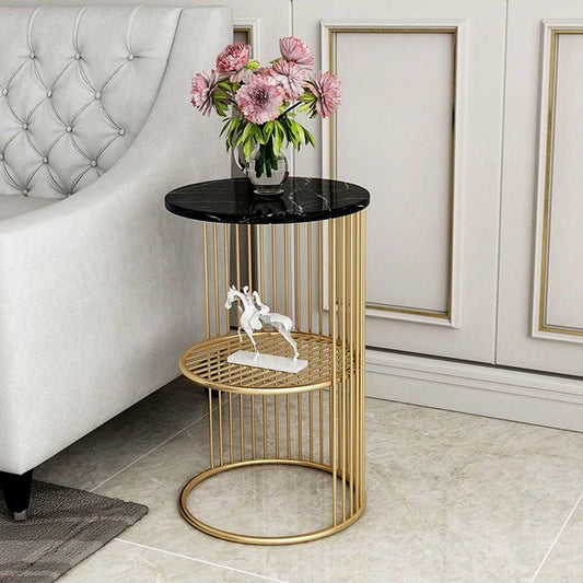 Designer Golden Half Caged Side Table