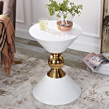 Stylish Hour Glass White Side Table