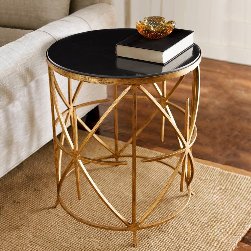 Golden Criss Cross Designer Metallic Side Table