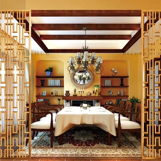 Stylish Golden Metal Partition — gold stainless steel pvd room divider DecoraHub India