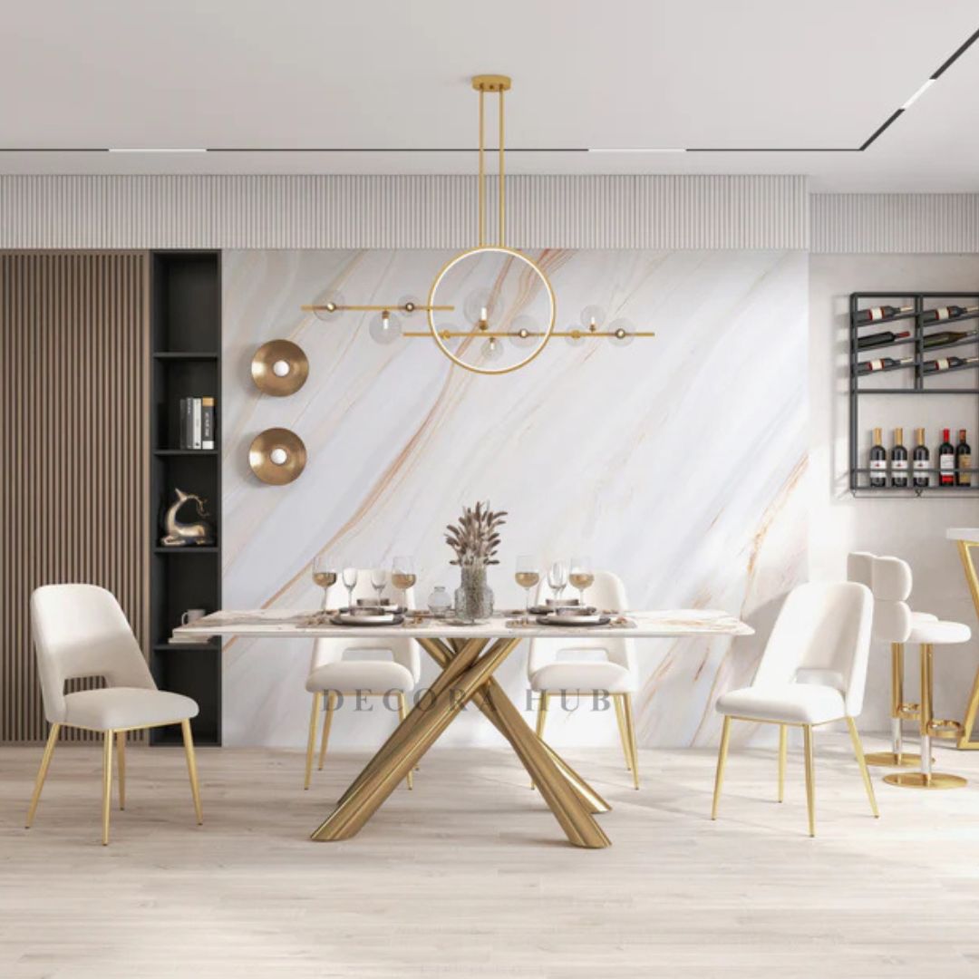 Stylish Legged Marble Dining Table