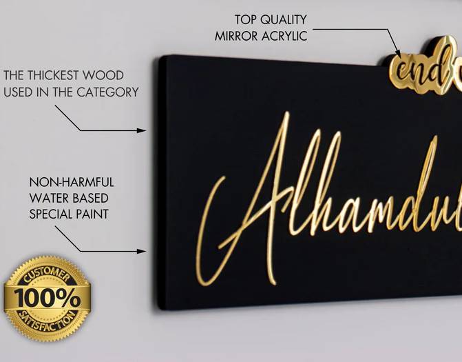 Start with Bismillah - End with Alhamdulillah, Wooden Acrylic Islamic Wall Art