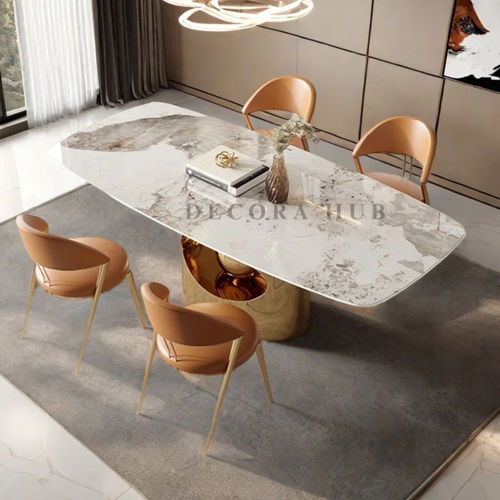The Astoria White Marble Dining Table – side view
