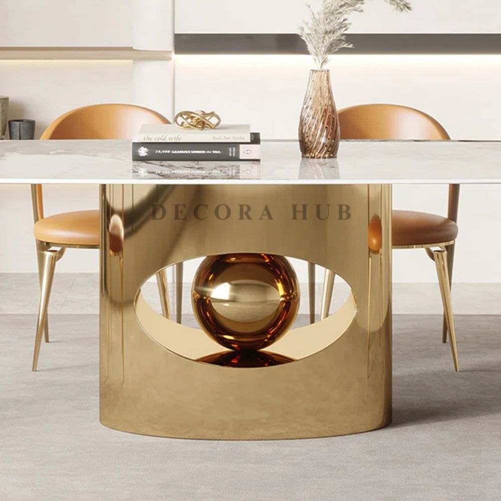 The Astoria White Marble Dining Table – full view