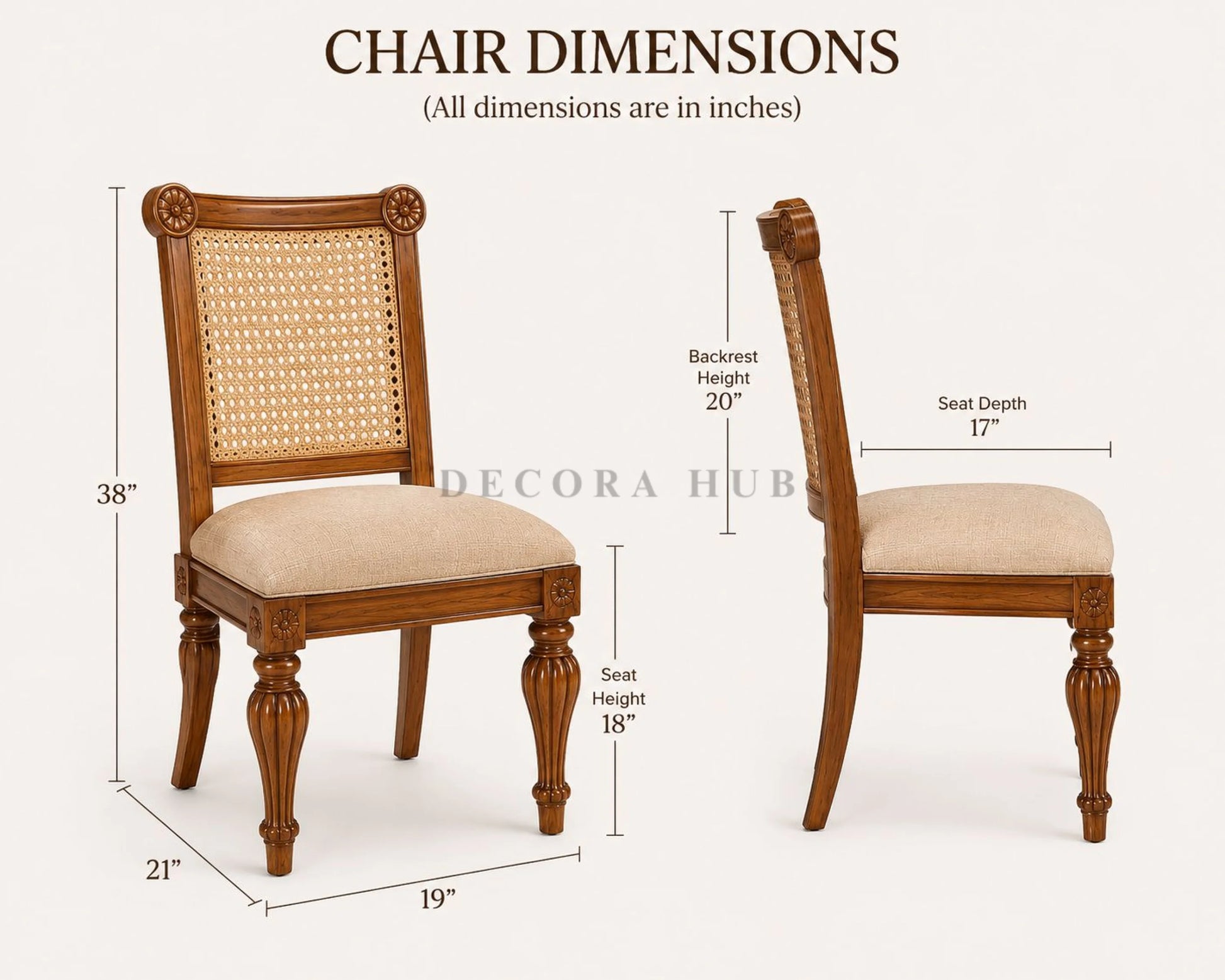 Handcrafted Teak & Rattan Dining Table Chairs