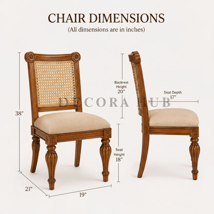 Handcrafted Teak & Rattan Dining Table Chairs