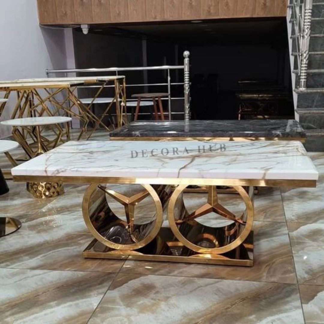 The Marvelous Gold Stainless Steel Dining Table – side view