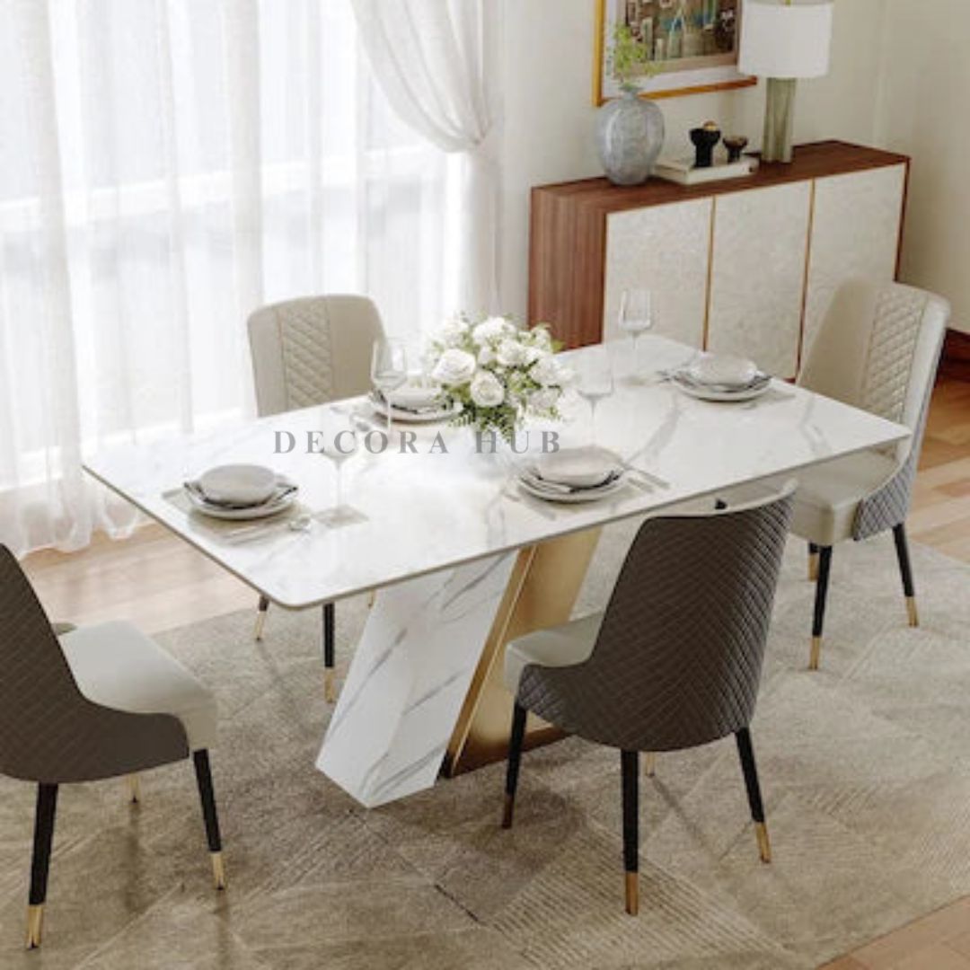 The Zee Marble Top Dining Table – another angle