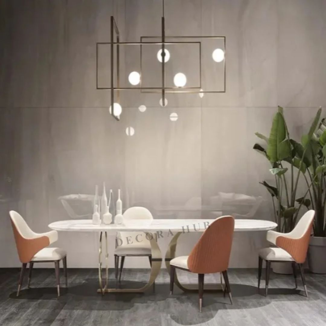 Transactional Marble Modern Dining Table – side view