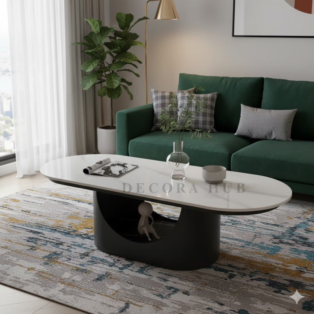Black Luxurious Oval Shape Centre Table
