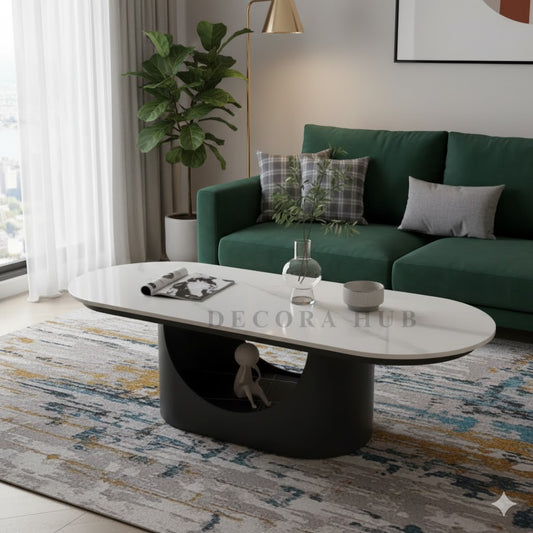 Black Luxurious Oval Shape Centre Table