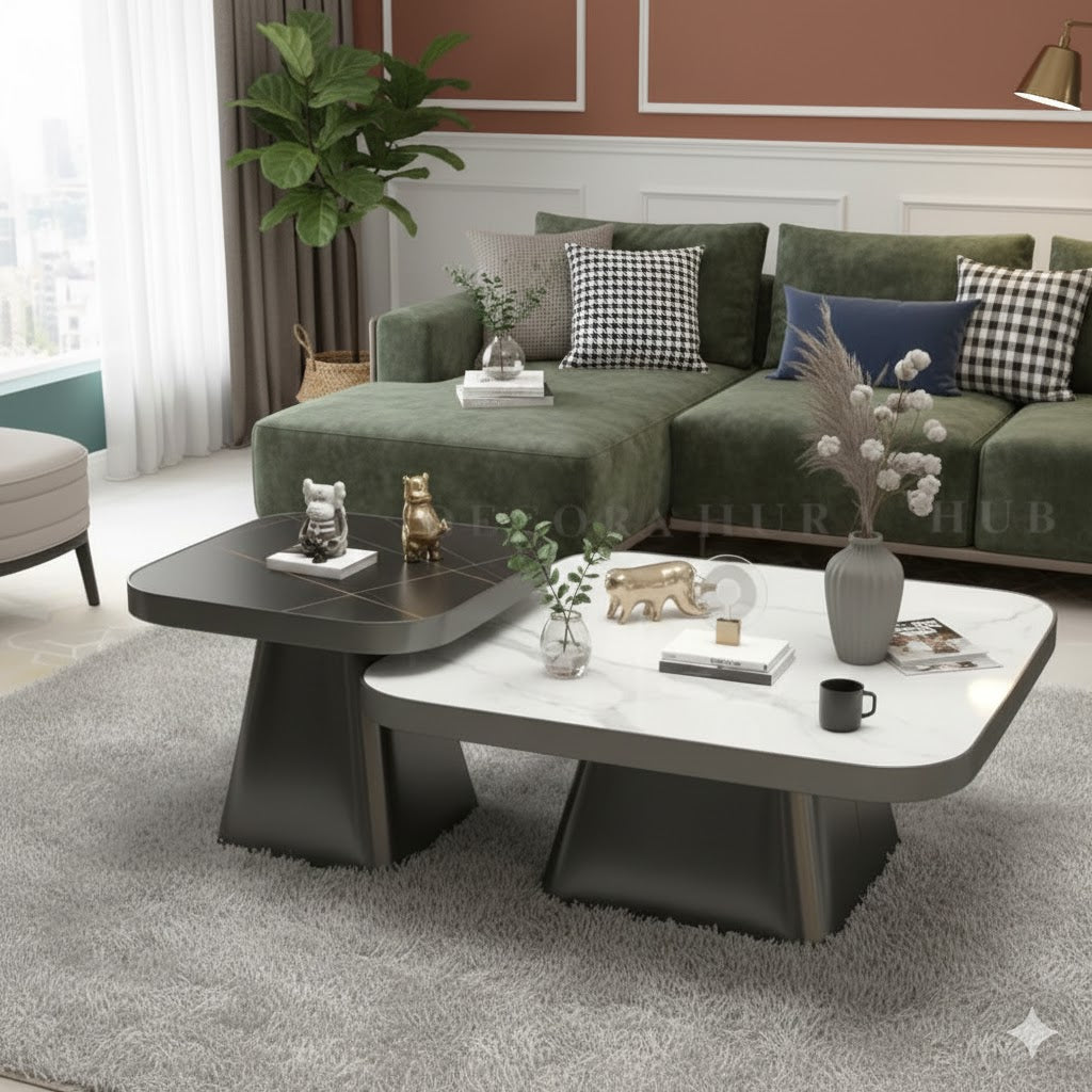 Stainless Steel Frame and Marble Top Coffee Table for Living Room