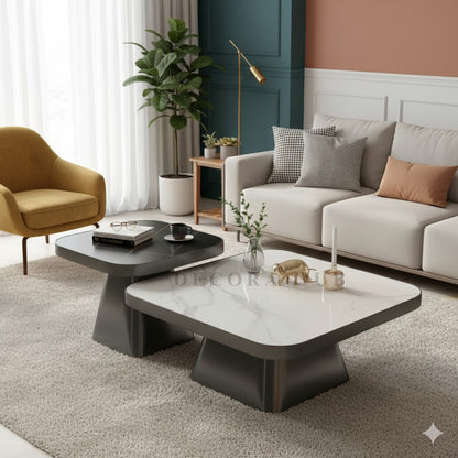 Stainless Steel Frame and Marble Top Coffee Table for Living Room