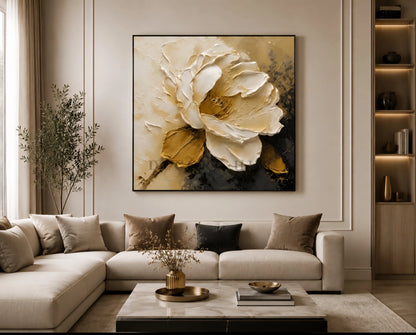 Velora Ivory Bloom Wall Art - Textured Wall Art
