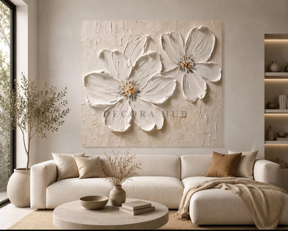 Veloura Alba Floral Wall Art - Textured Wall Art